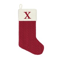 St. Nicholas Square® Large 21″ Red Knit Monogram Stocking, X