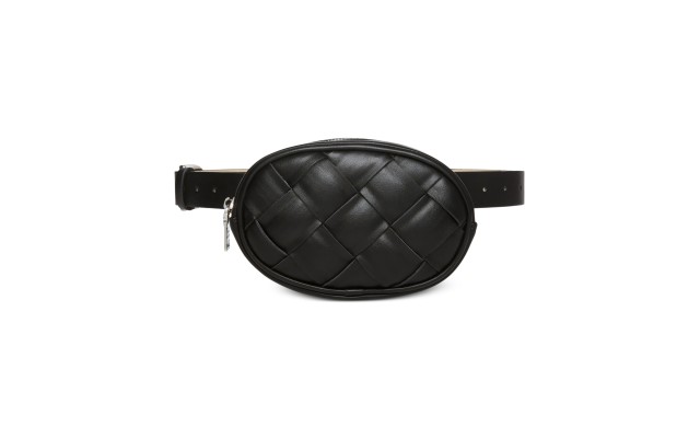  Basket Weave Belt Bag, Black,Small