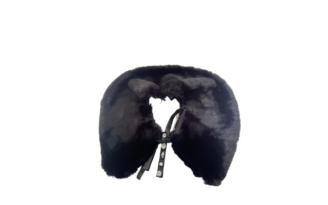  Faux Fur Collar Black