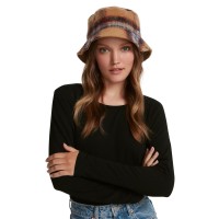 Steve Madden Logo Plate Brushed Bucket Hat, Brown,28-1/2″