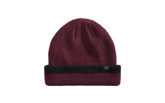  Men’s Ribbed Cuffed Beanie (Medium Red)