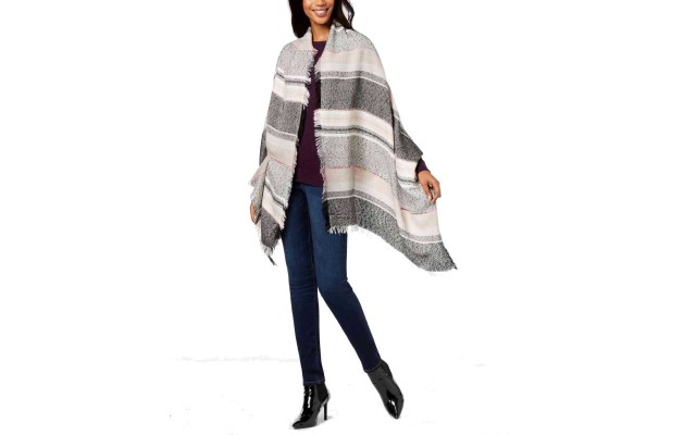  Women’s Sparkle Striped Travel Wrap & Scarves, Black