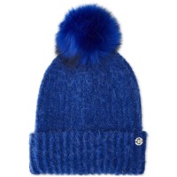 Steve Madden Women’s Cloud Knit Faux-Fur Pom Pom Beanie – Cobalt
