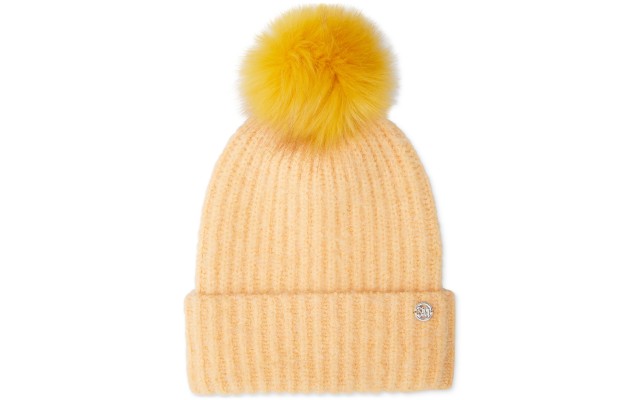  Women’s Cloud Knit Faux-Fur Pom Pom Beanie – Orange