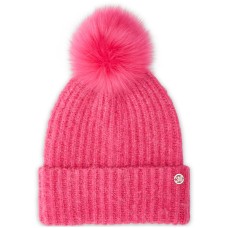 Steve Madden Women’s Cloud Knit Faux-Fur Pom Pom Beanie, Pink
