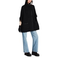 Steve Madden Women’s Faux-Leather-Trim Riding Cape – Black