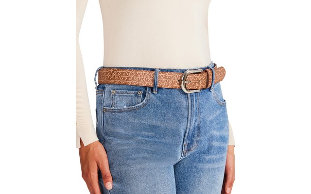  Womens Fish-Eye-Logo Belt, Brown, Small