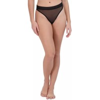 Steve Madden Women’s Mesh High-Leg Thong Underwear, Black, Small