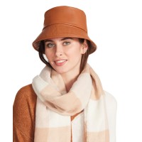 Steve Madden Women’s Reversible Plaid Bucket Hat – Camel