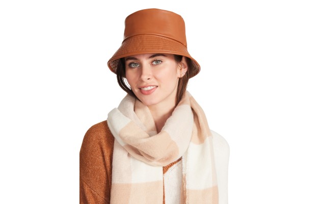  Women’s Reversible Plaid Bucket Hat – Camel