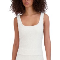 Steve Madden Women’s Scoop-Neck Chenille Sleep Tank Top, White, Large