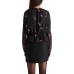  Women’s Tossed Floral-Print Cinch-Waist Holly Blouse, Black, Small