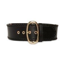 Steve Madden Women’s Whipstitch Stretch Faux-Leather Belt – Black