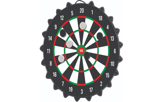  Game Magnetic Bottle Cap Dartboard, Black, 12”