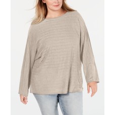 Style & Co. Womens Plus Linen Blend Striped Pullover Sweater