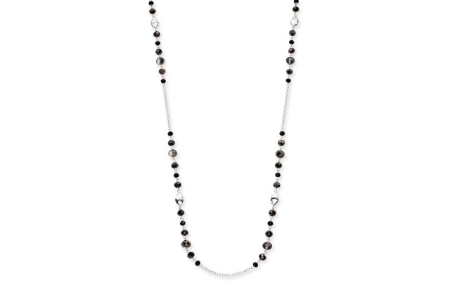 Style & Co Beaded Strand Necklace, 72″ + 3″ extender, Silver/Black