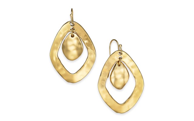 Style & Co. Double-Diamond Hammered Drop Earrings (Gold)