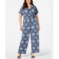 Style & Co Plus Size Printed Wide-Leg Jumpsuit