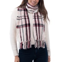 Style & Co Women’s Chenille Plaid Fringe-Trim Scarf, Ivory