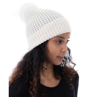 Style & Co Women’s Faux-Fur Pom Pom Shimmer Beanie, Ivory