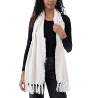 Style & Co Women’s Fringe-Trim Chenille Scarf, Ivory