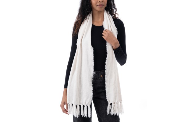 Style & Co Women’s Fringe-Trim Chenille Scarf, Ivory
