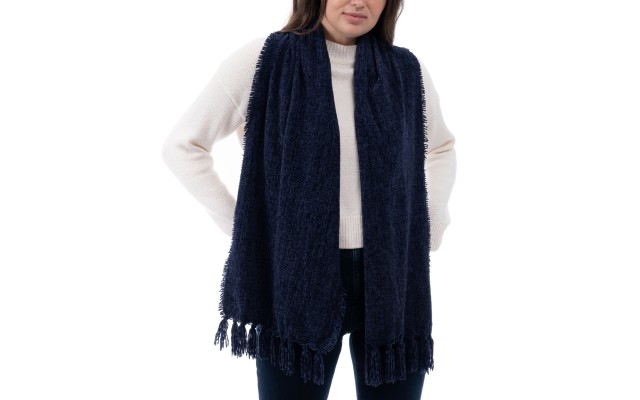 Style & Co Women’s Fringe-Trim Chenille Scarf, Navy
