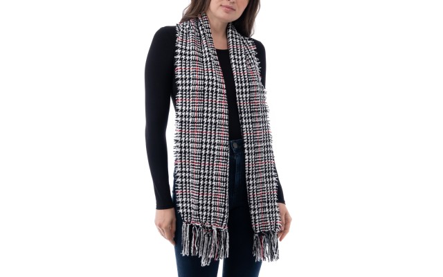 Style & Co Women’s Houndstooth Windowpane Scarf, Black