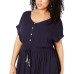 Style & Co. Womens Plus Eyelet Tie Waist Maxi Dress Navy Size 2X