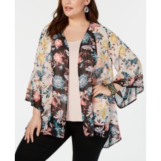 Style & Co. Womens Plus Floral Layering Kimono, Natural, 1X