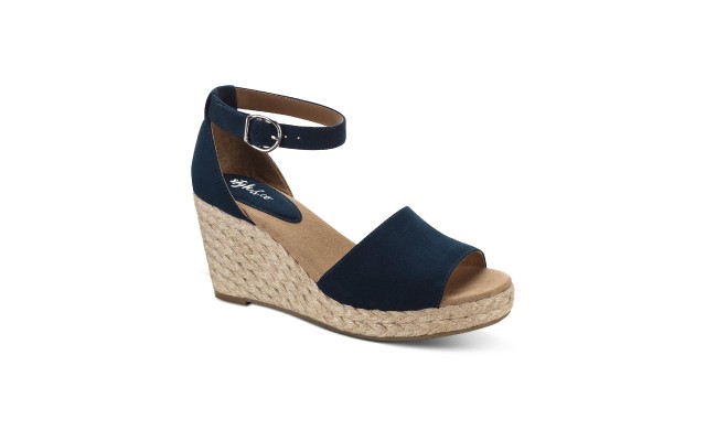 Style & Co. Womens Seleeney Faux Suede Wedge Sandals Navy 8.5 Medium (B,M)