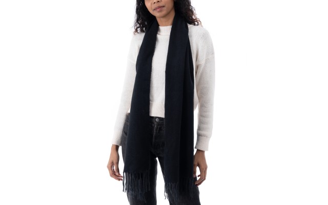 Style & Co Women’s Solid Fringe-Trim Scarf, Black