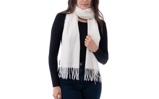 Style & Co Women’s Solid Fringe-Trim Scarf, Ivory