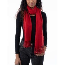 Style & Co Women’s Solid Fringe-Trim Scarf, Red