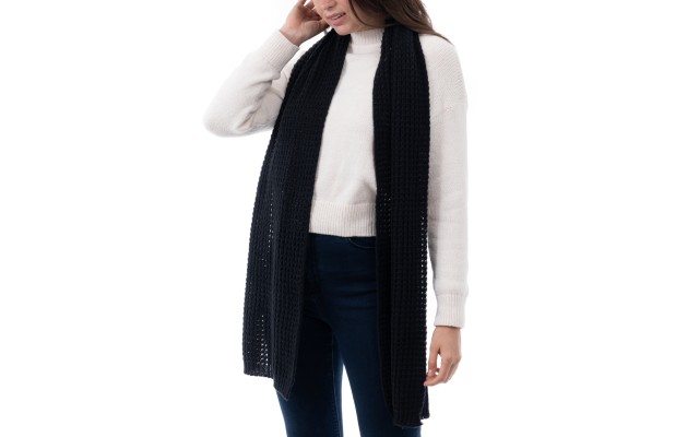 Style & Co Women’s Solid Waffle-Knit Scarf, Black