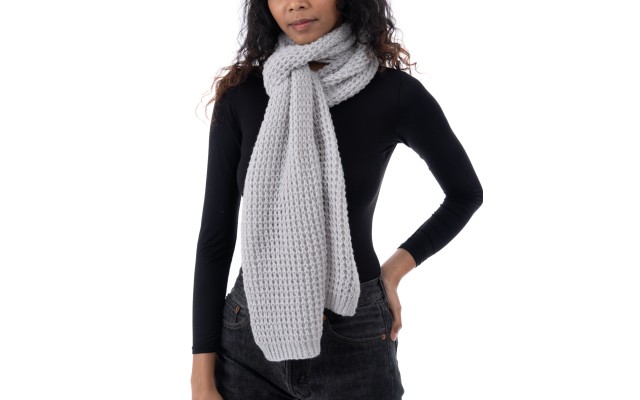 Style & Co Women’s Solid Waffle-Knit Scarf, Grey