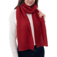 Style & Co Women’s Solid Waffle-Knit Scarf, Red