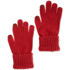 Style & Co Women’s Waffle-Knit Cuff Solid Gloves,Red