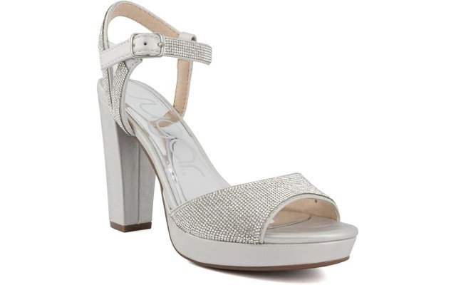 Women’s Two Piece Block Heel Dress Shoe Ladies Ankle Strap Pumps, Prisila Silver, 10M