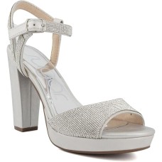 Sugar Women’s Two Piece Block Heel Dress Shoe Ladies Ankle Strap Pumps, Prisila Silver, 6M