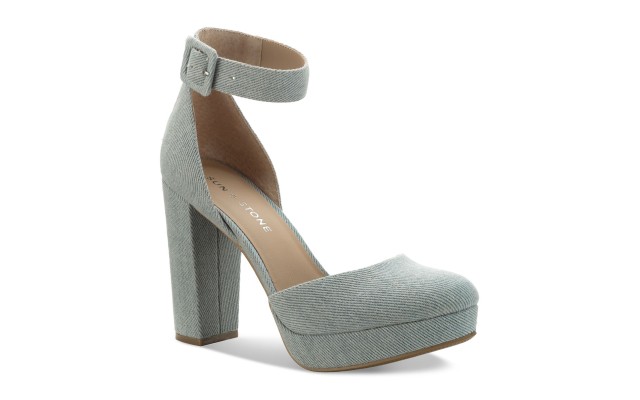  Estrella Block-Heel Pumps, Blue, 7M