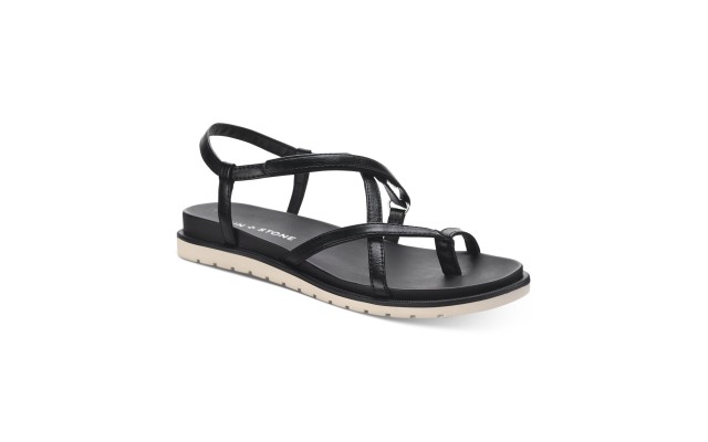  Juune Flat Sandals, Black, 7.5M