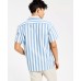  Men’s Charlie Playa Stripe Short-Sleeve Button-Up Denim Camp Shirt, Light Blue, XXXL