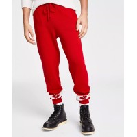 Sun + Stone Men’s Matty Sweater Jogger Pants (Red, Small)