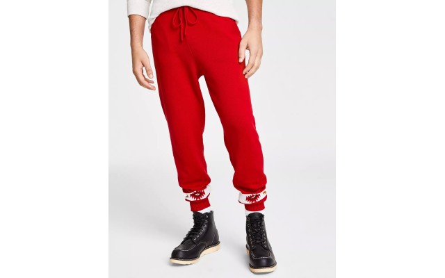  Men’s Matty Sweater Jogger Pants (Red, Small)