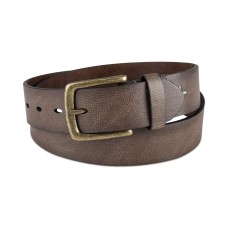 Sun + Stone Men’s Pebbled Faux-Leather Belt, Brown, Small (30-32)