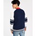  Men’s Varsity Patch Cardigan, Vintage White, Small