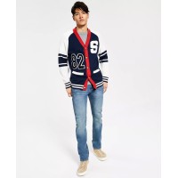 Sun + Stone Men’s Varsity Patch Cardigan, Vintage White, Small