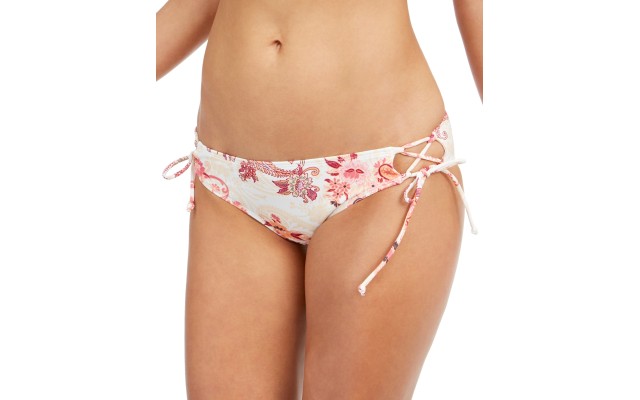  Kylie Printed Strappy Bikini Bottoms, White/Multi, X-Large