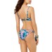  Women’s Maya Bra-Sized V-Wire Bikini Top Swimsuit, Blue/Pink, 36BC